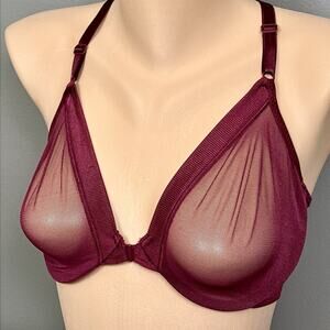 Vintage Maidenform Inner Solutions Bra Size 36D Sheer All Mesh Front Close 3919